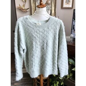 Kori America M/L Soft Fuzzy Muted Green  Sweater